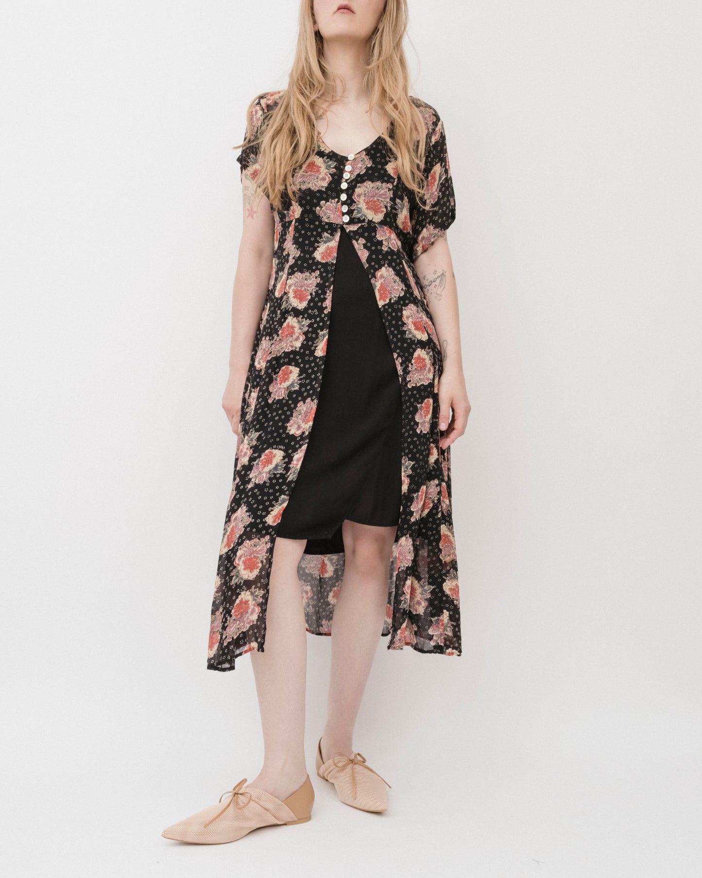 Vintage 90s Chiffon Floral Duster (S-L)