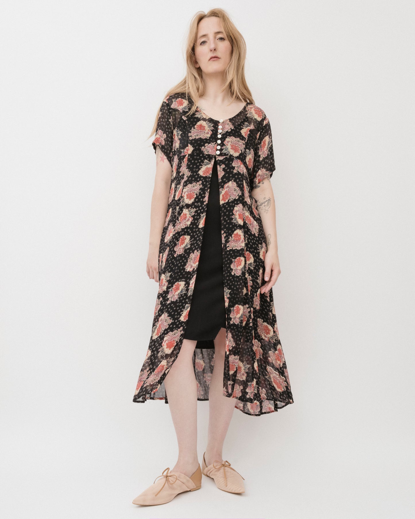 Vintage 90s Chiffon Floral Duster (S-L)