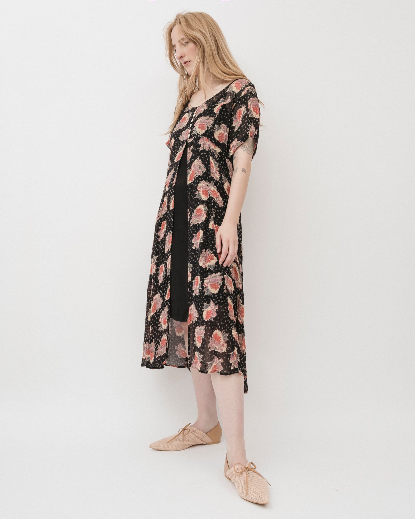 Vintage 90s Chiffon Floral Duster (S-L)