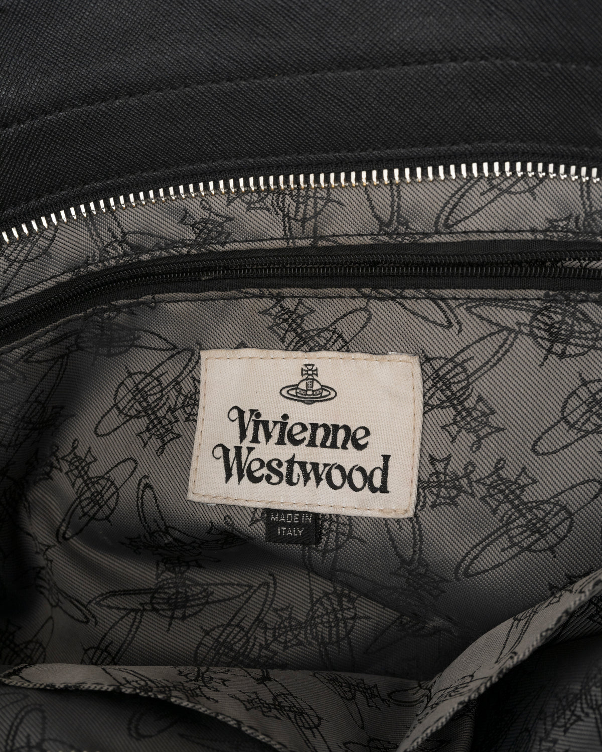 2000s VIVIENNE WESTWOOD Black Saffiano Leather Orb Tote
