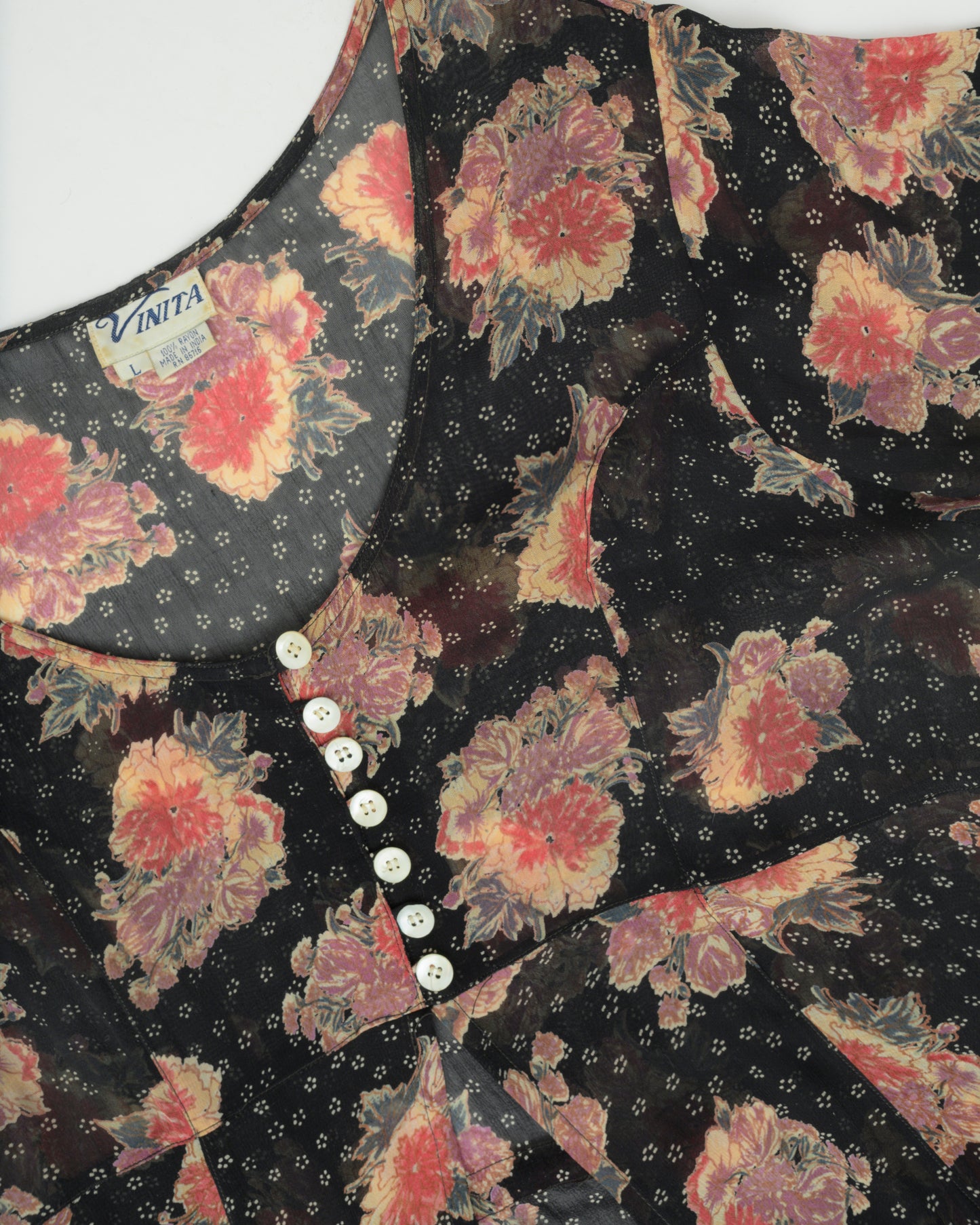 Vintage 90s Chiffon Floral Duster (S-L)