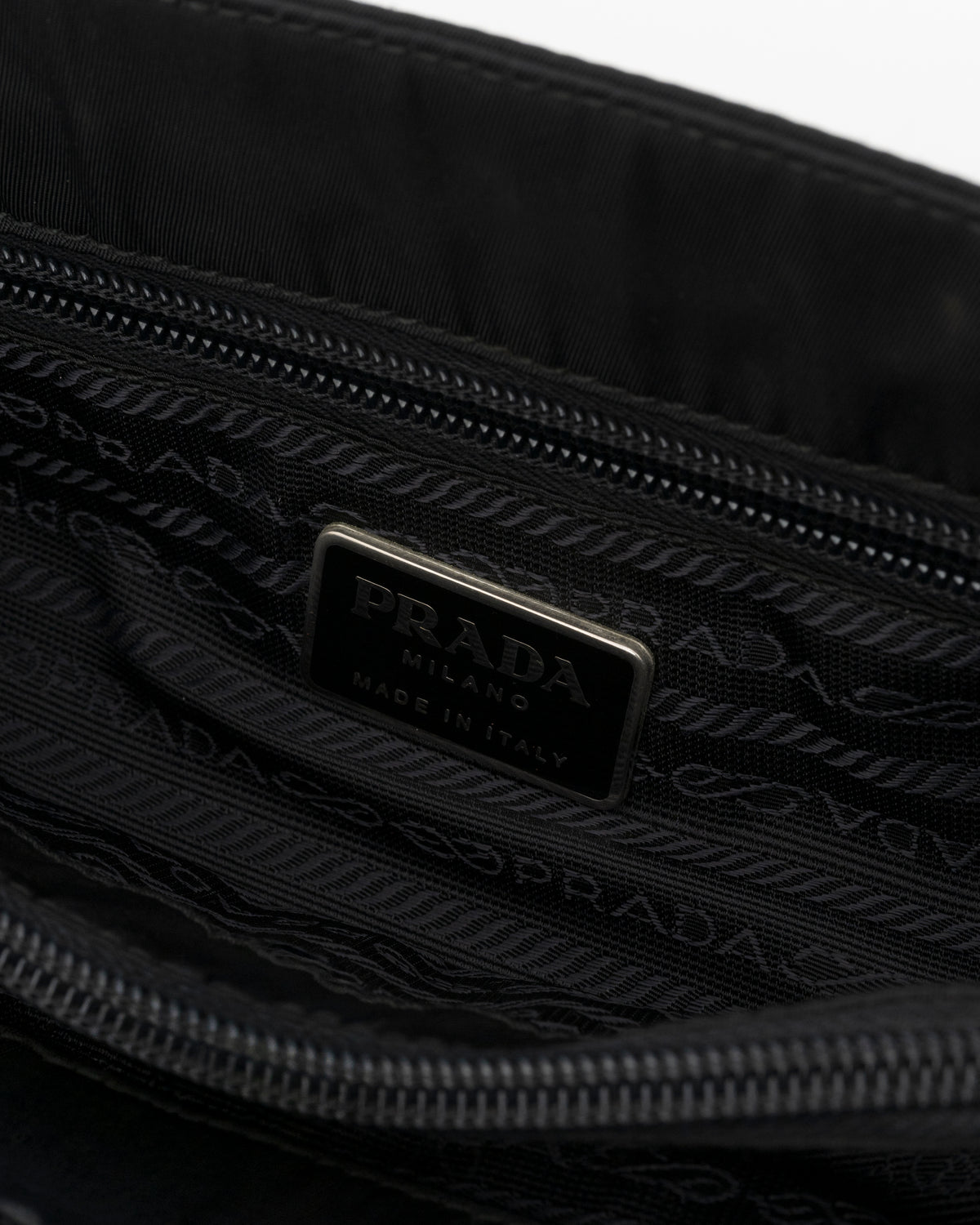 90s PRADA Black Tessuto Nylon Shoulder Bag