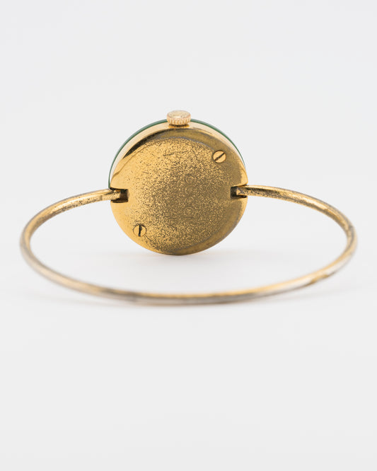 80s GUCCI 11/12.2 Gold Sherry Line Bezel Bangle Watch