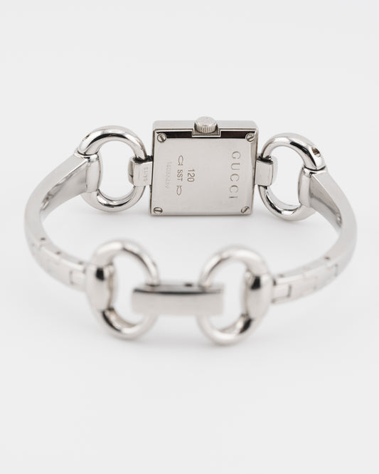 2000s GUCCI 120 Tornabuoni Silver GG Monogram Dial Watch