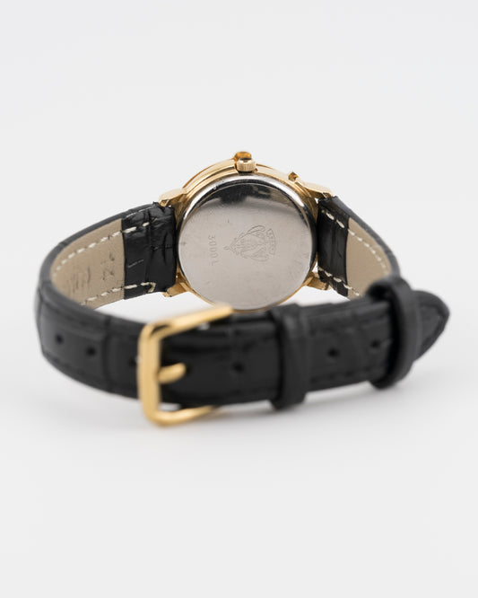 80s Rare GUCCI 3000L G-Bezel Gold Watch w/Sherry Line Dial