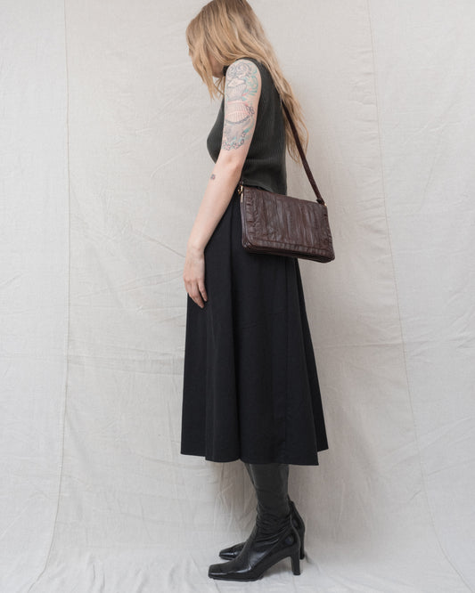 Vintage Chocolate Eel Skin Accordion Purse