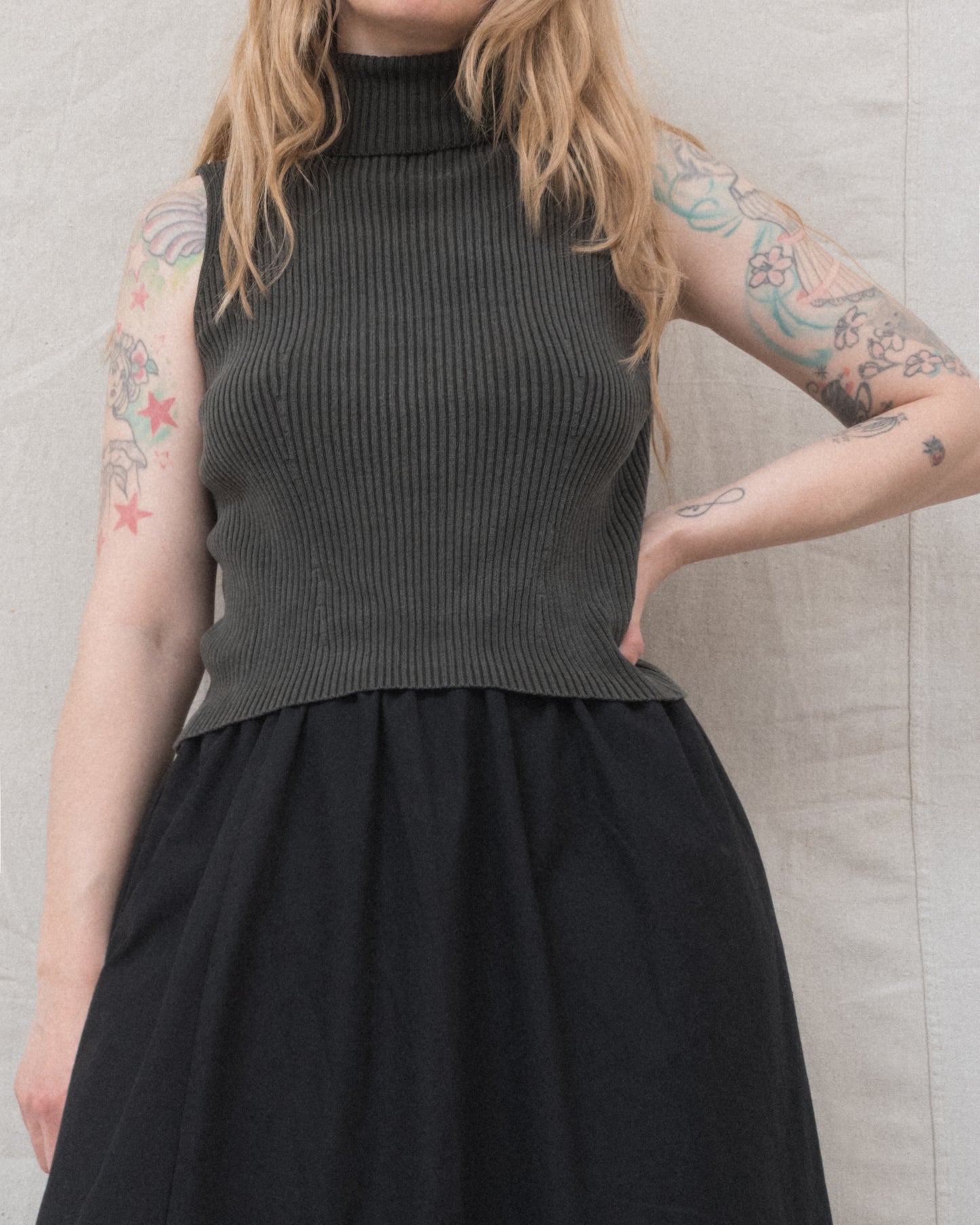 Vintage Dark Green Silk Knit Top (S)