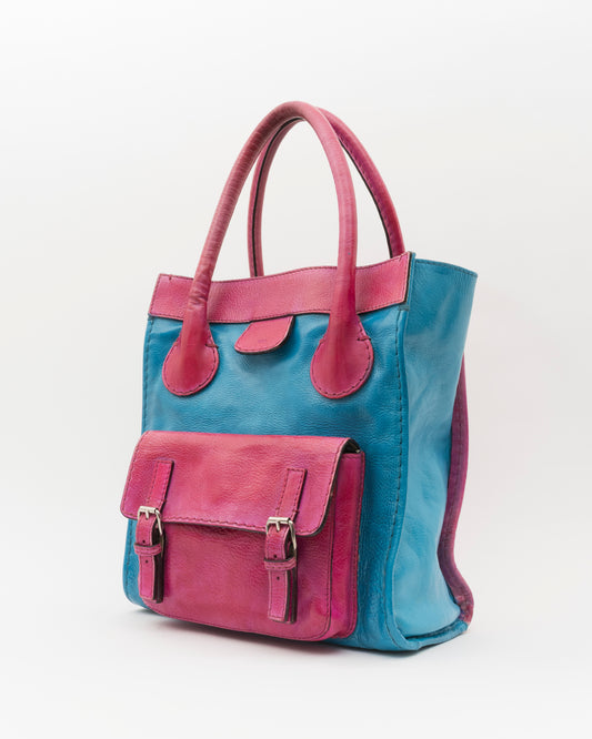 2000s CHLOE Aqua & Bubble Gum Pink Edith Bag