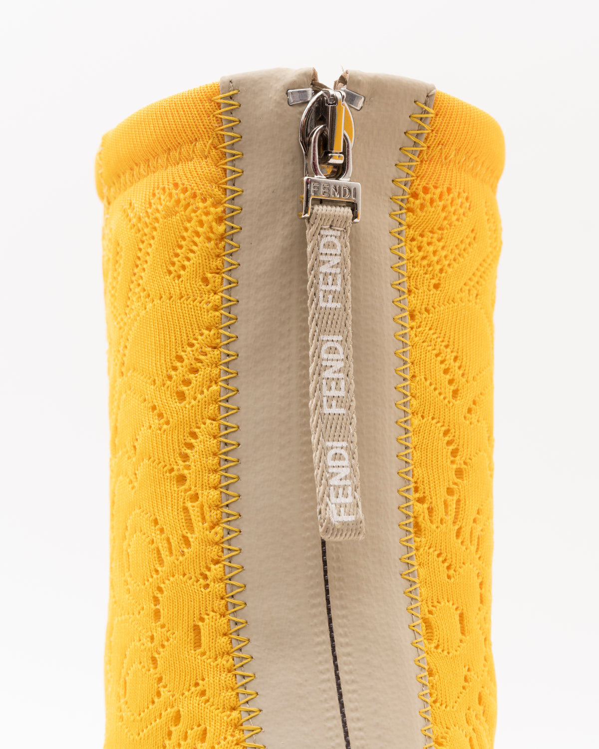 SS2019 FENDI FFrame Yellow Jacquard Booties (38)
