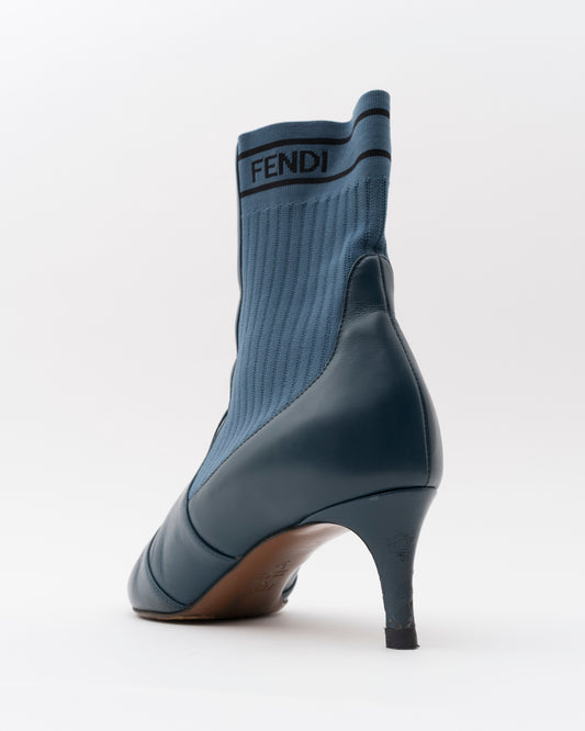 2017 FENDI Rockoko Sock Boots in Blue (37)(as is)