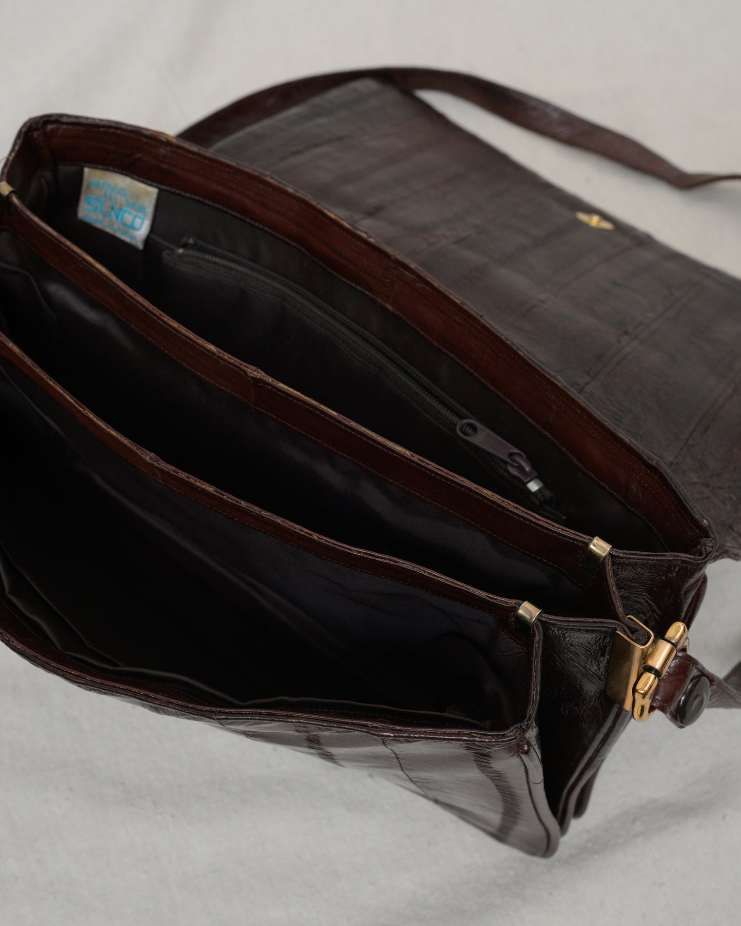 Vintage Chocolate Eel Skin Accordion Purse