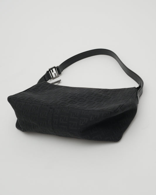 2000s FENDI Black Zucchino Pochette Baguette