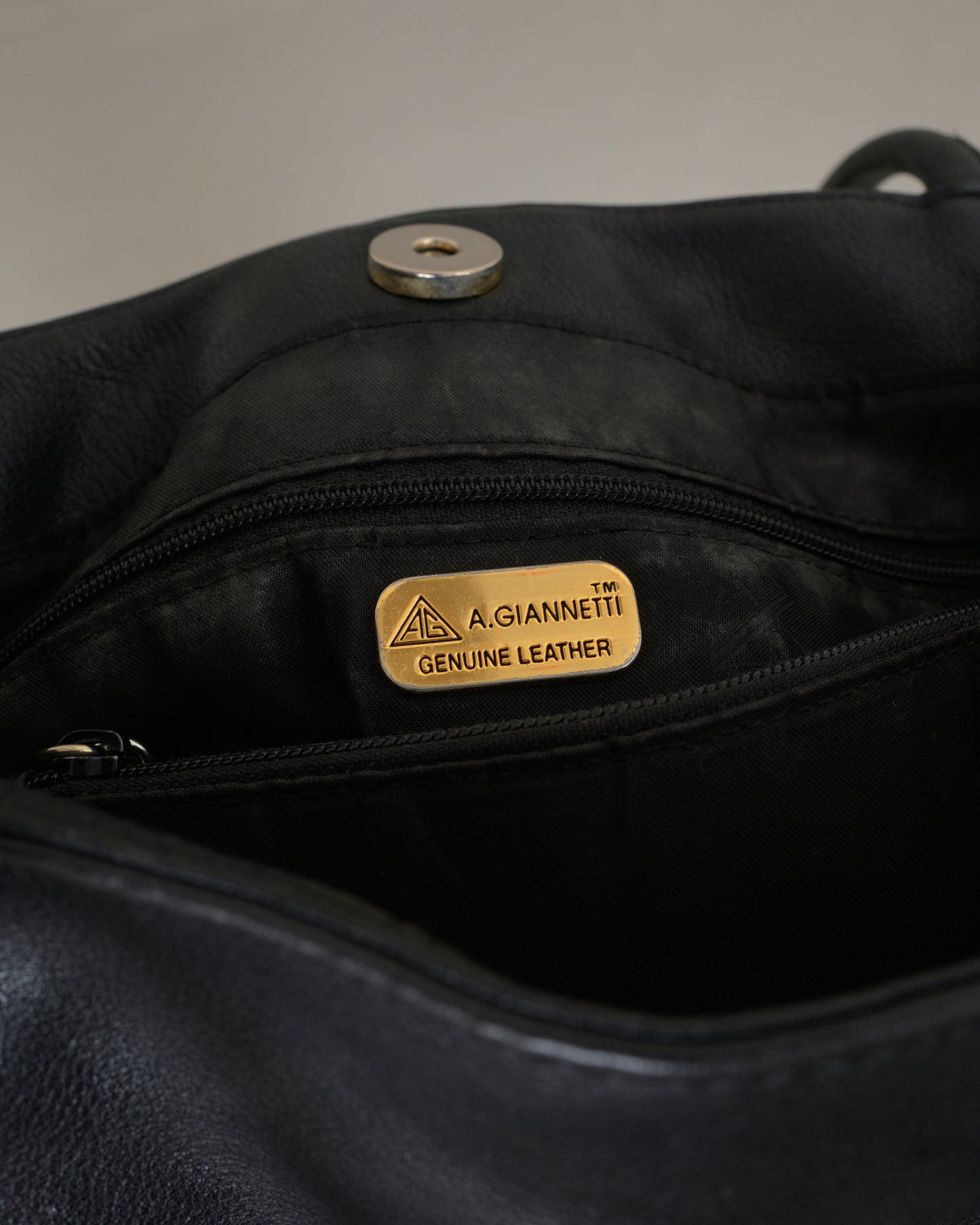 Vintage A. GIANETTI Black Leather Bucket Bag