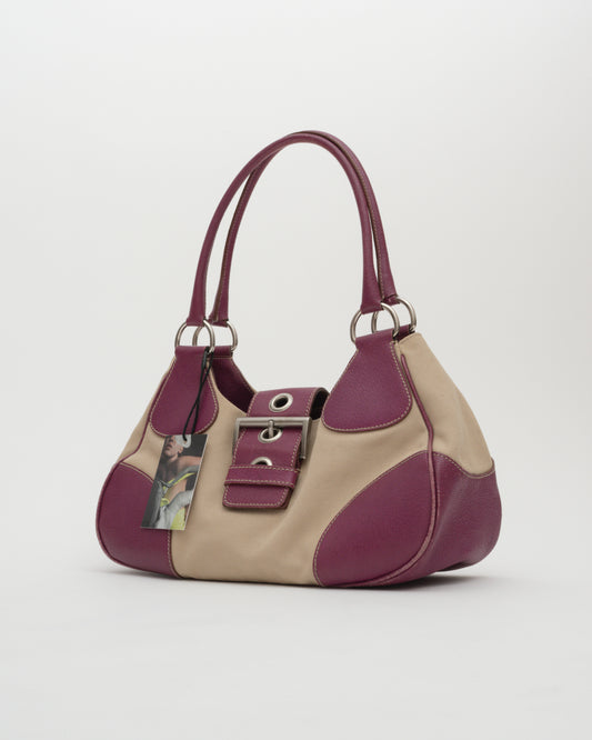 2000s PRADA Beige Magenta Moon Bag