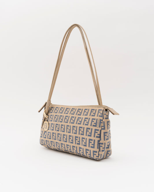 2000s FENDI Zucchino Canvas Triple Strap Pochette Bag