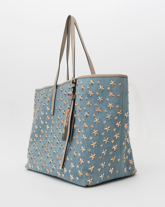 2000s JIMMY CHOO Light Blue Denim Sasha Tote