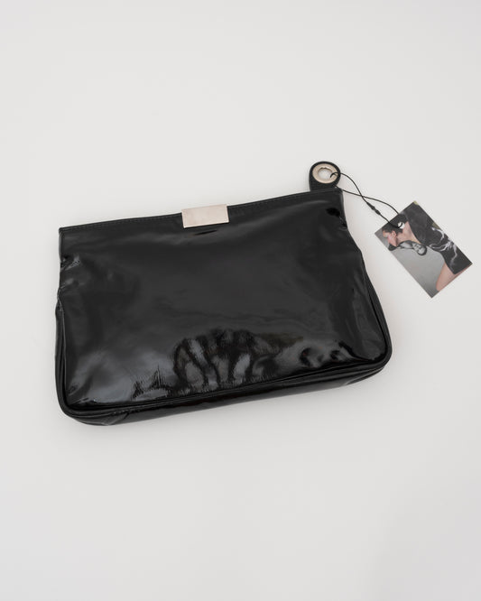 2000s JIMMY CHOO Black Patent Leather Star Studded Clutch
