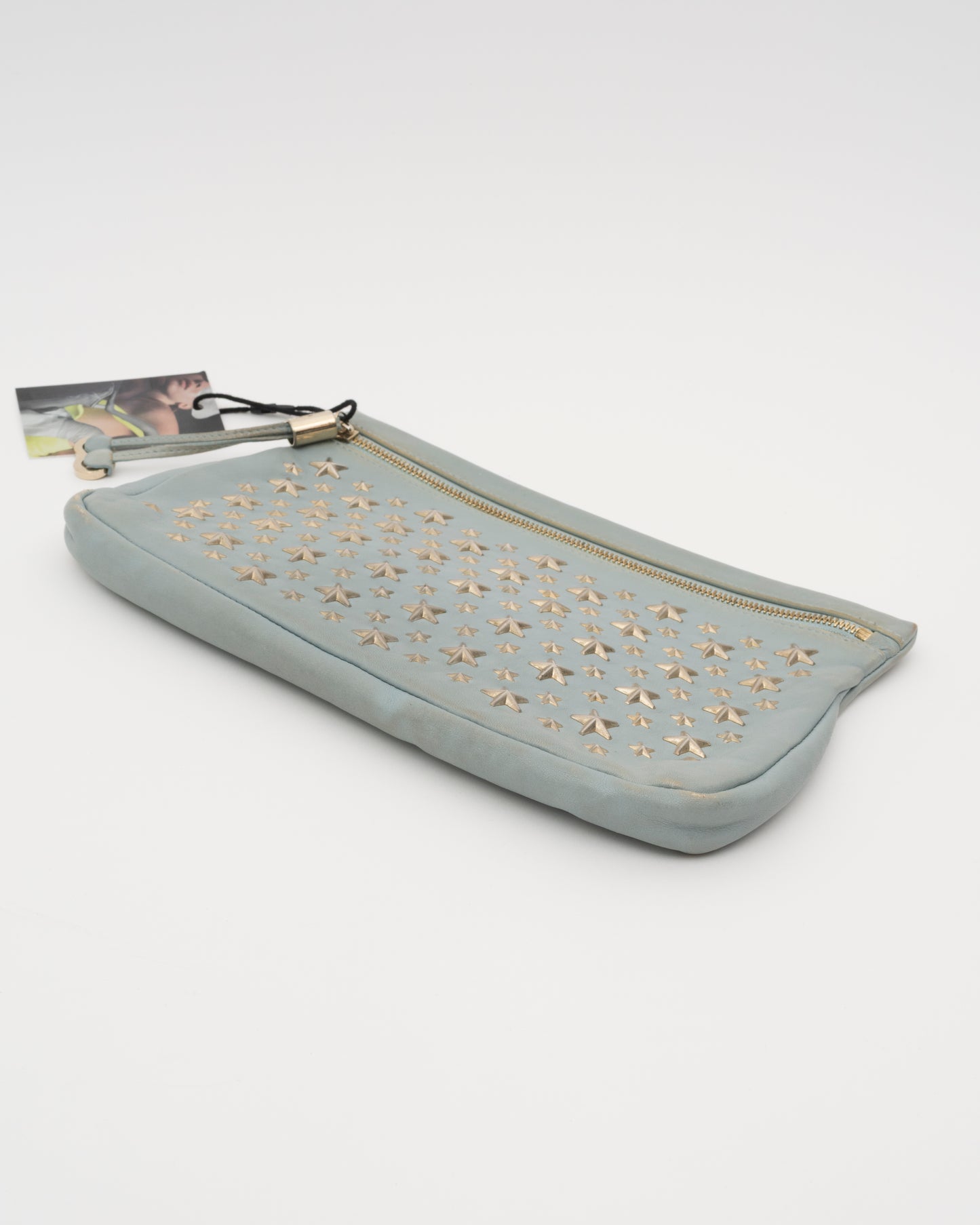 2000s JIMMY CHOO Dusty Blue Sasha Clutch