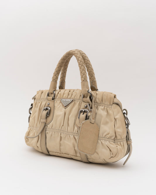 2000s PRADA Khaki Tessuto Gaufre Bag