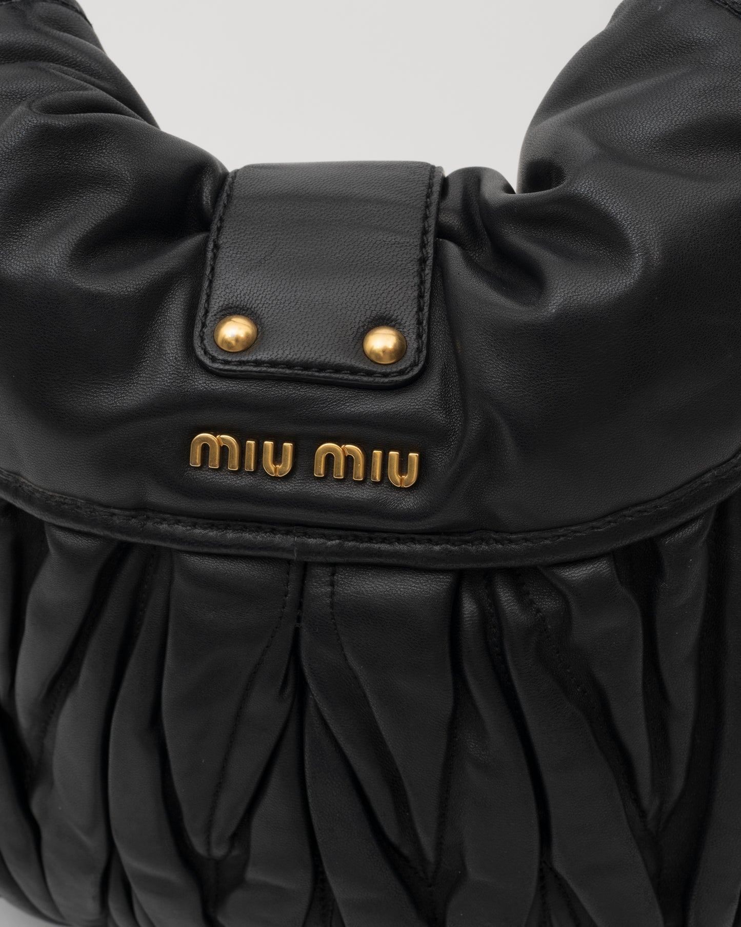 2000s MIU MIU Black & Gold Matelasse Coffer Bag