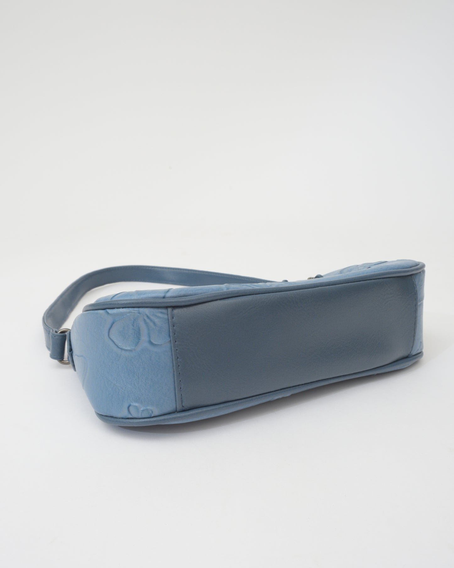 Vintage Blue Butterfly + Floral Vegan Leather Bag