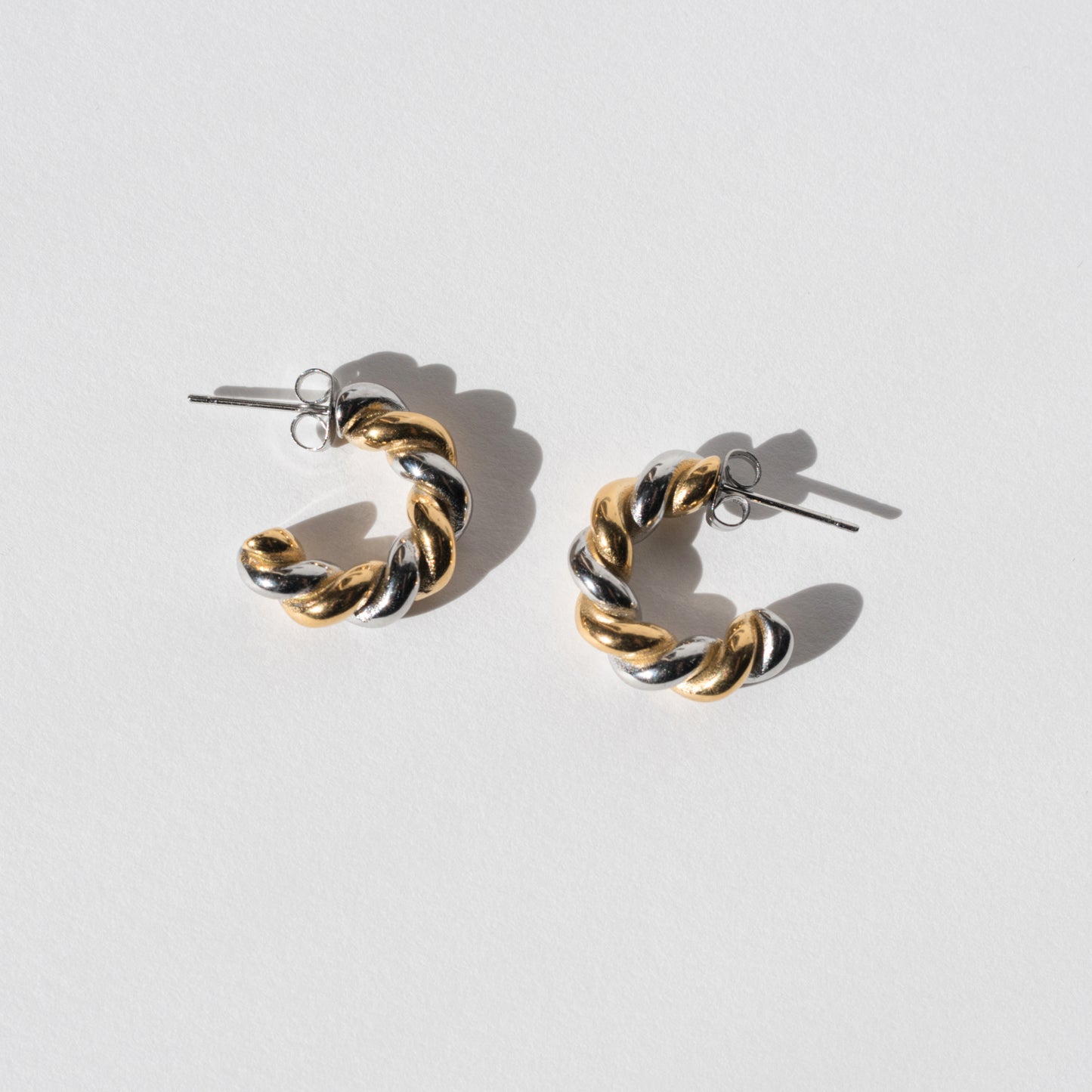CC Two Toned Twisted Stainless Steel Hoops