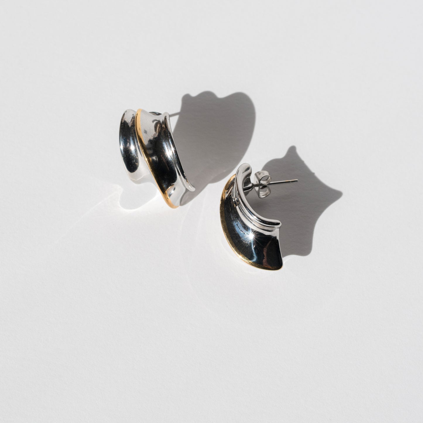 CC Two Toned Stainless Steel Chunky Hoops