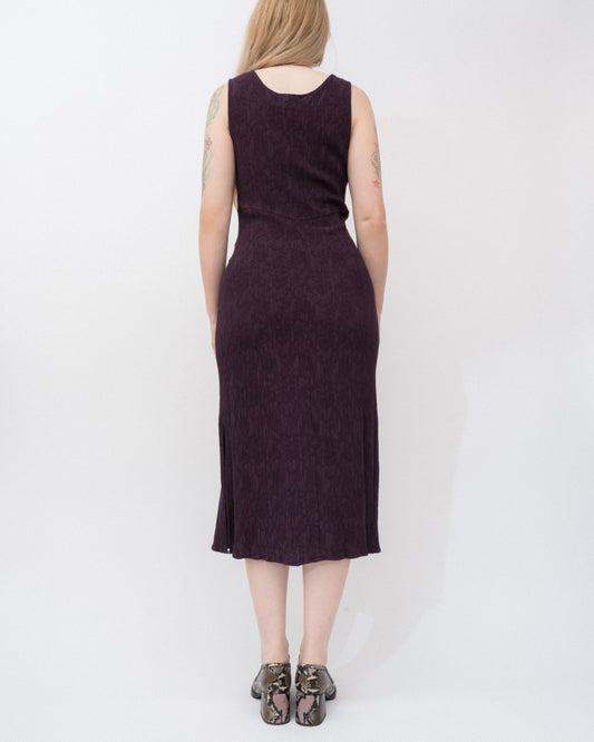 Vintage Aubergine Crinkle Dress (S/M)