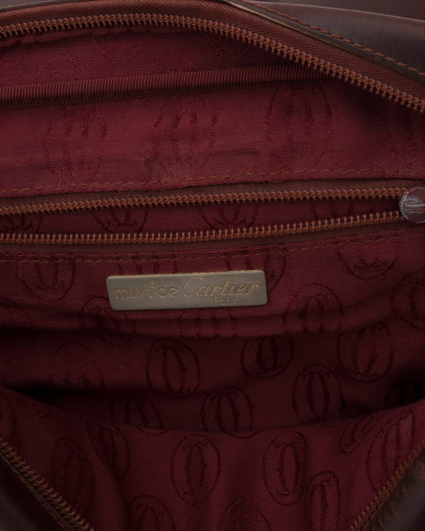 80s CARTIER Burgundy Leather Shoulder Bag (as is)