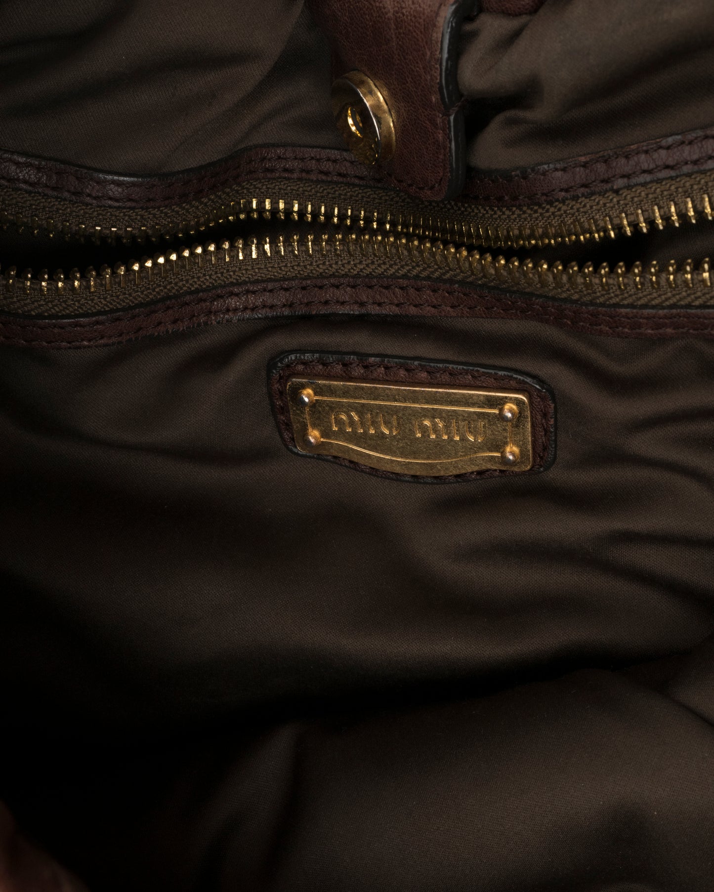2000s MIU MIU Studded Brown Quilted Leather Bag