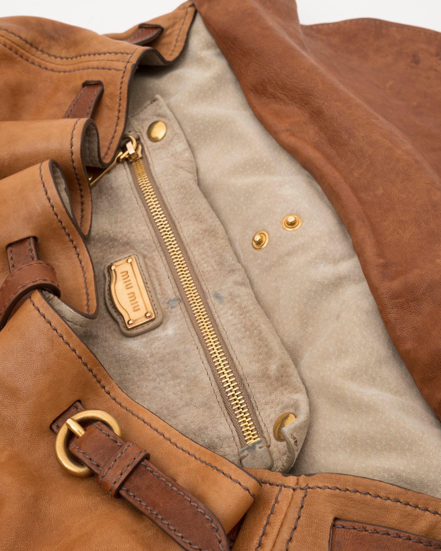 2000s MIU MIU Two Tone Tan & Brown Hobo Bag