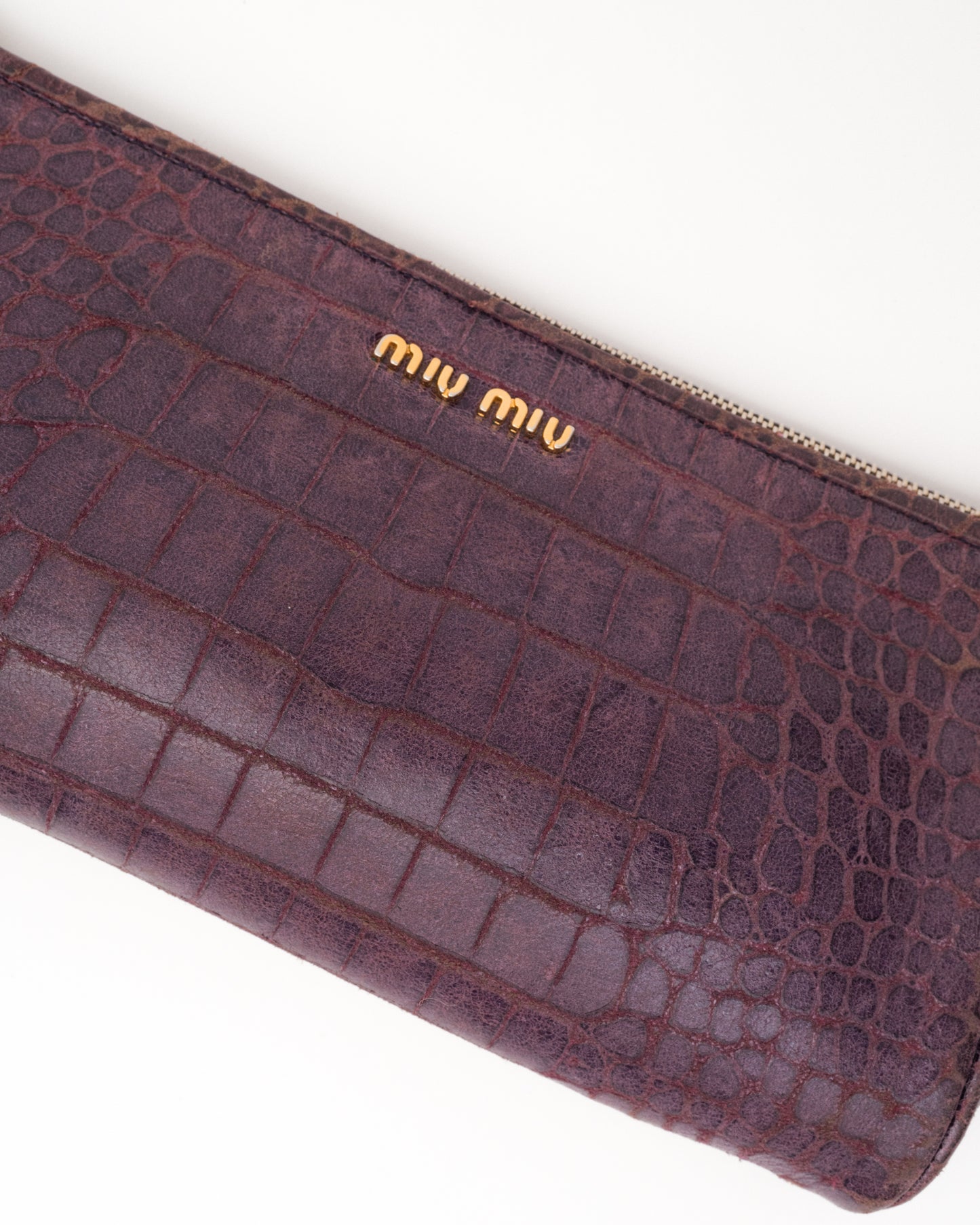VTG MIU MIU Purple Embossed Clutch Bag