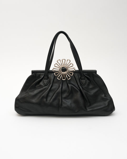VTG MIU MIU Flower Black Vitello Bag