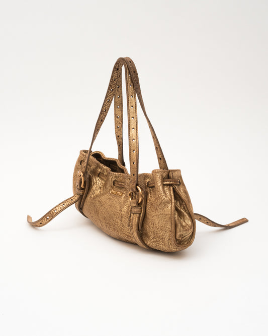 MIU MIU Gold Metallic Leather Bag