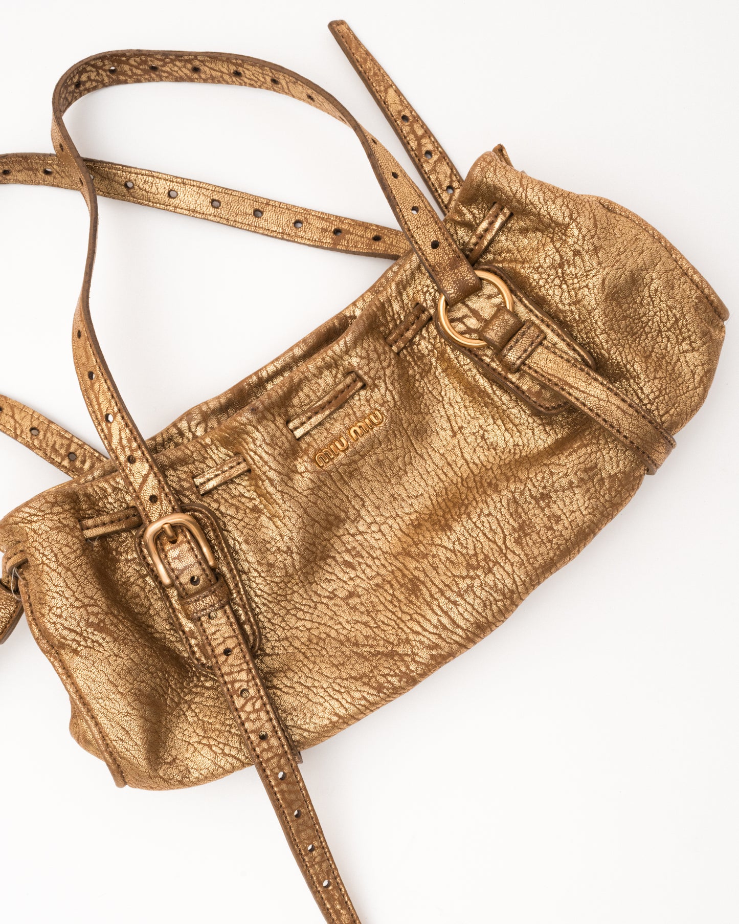 MIU MIU Gold Metallic Leather Bag