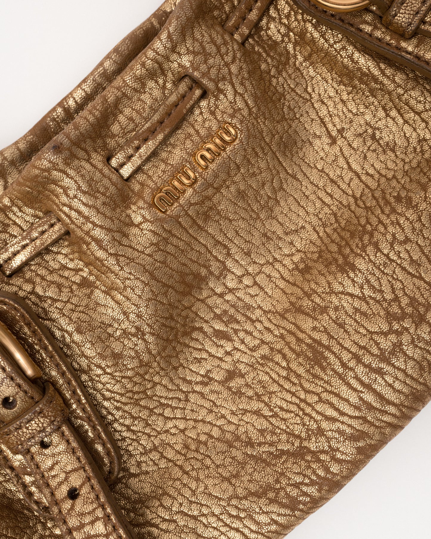 MIU MIU Gold Metallic Leather Bag