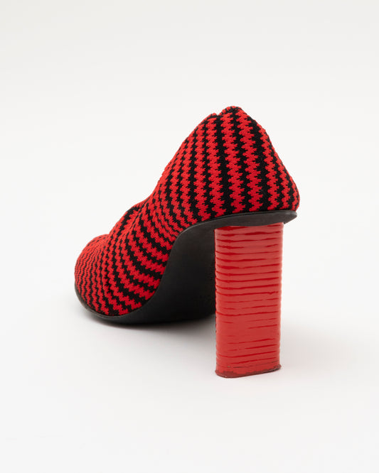 2000s CELINE Phoebe Philo Era Red Zig Zag Knit Heels (35)