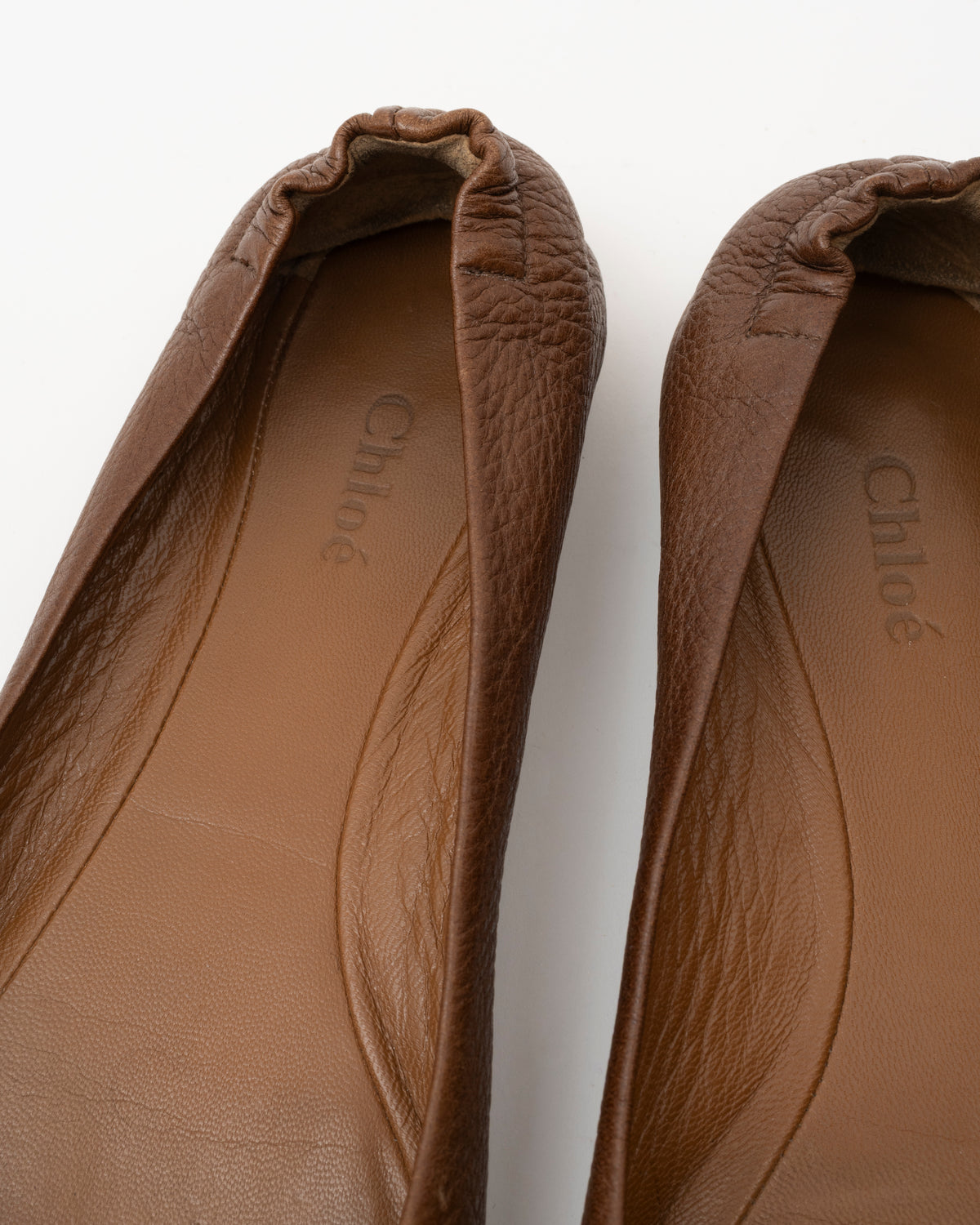 2000s CHLOE Brown Leather Buckle Ballet Flats (7)