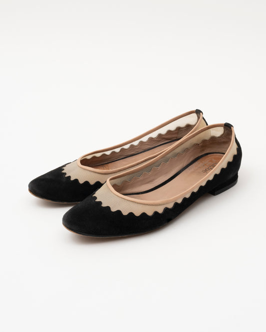 2000s CHLOE Suede Scalloped Ballet Flats (7.5)