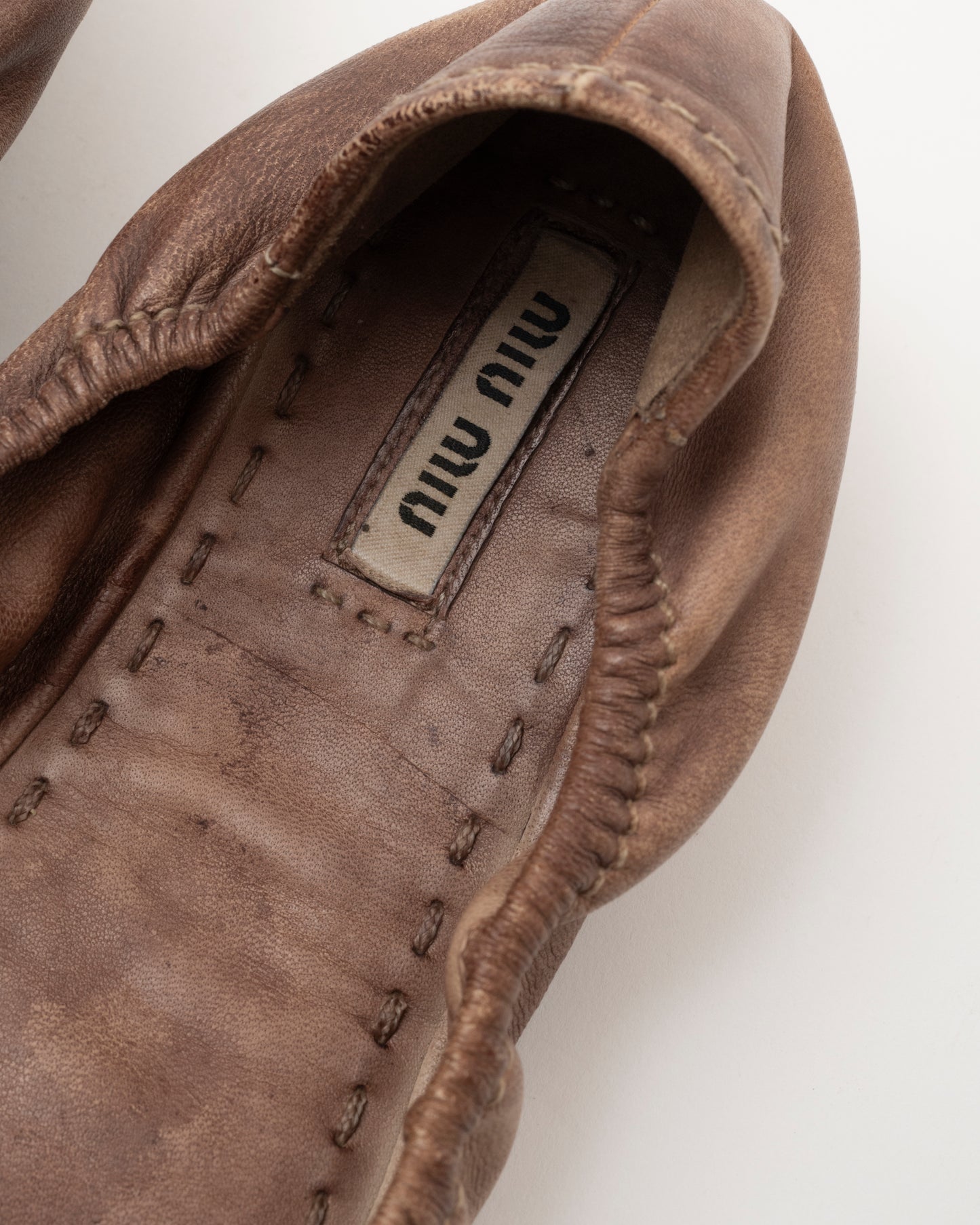 2000s MIU MIU Brown Amethyst Crystal Ballet Flats (38)
