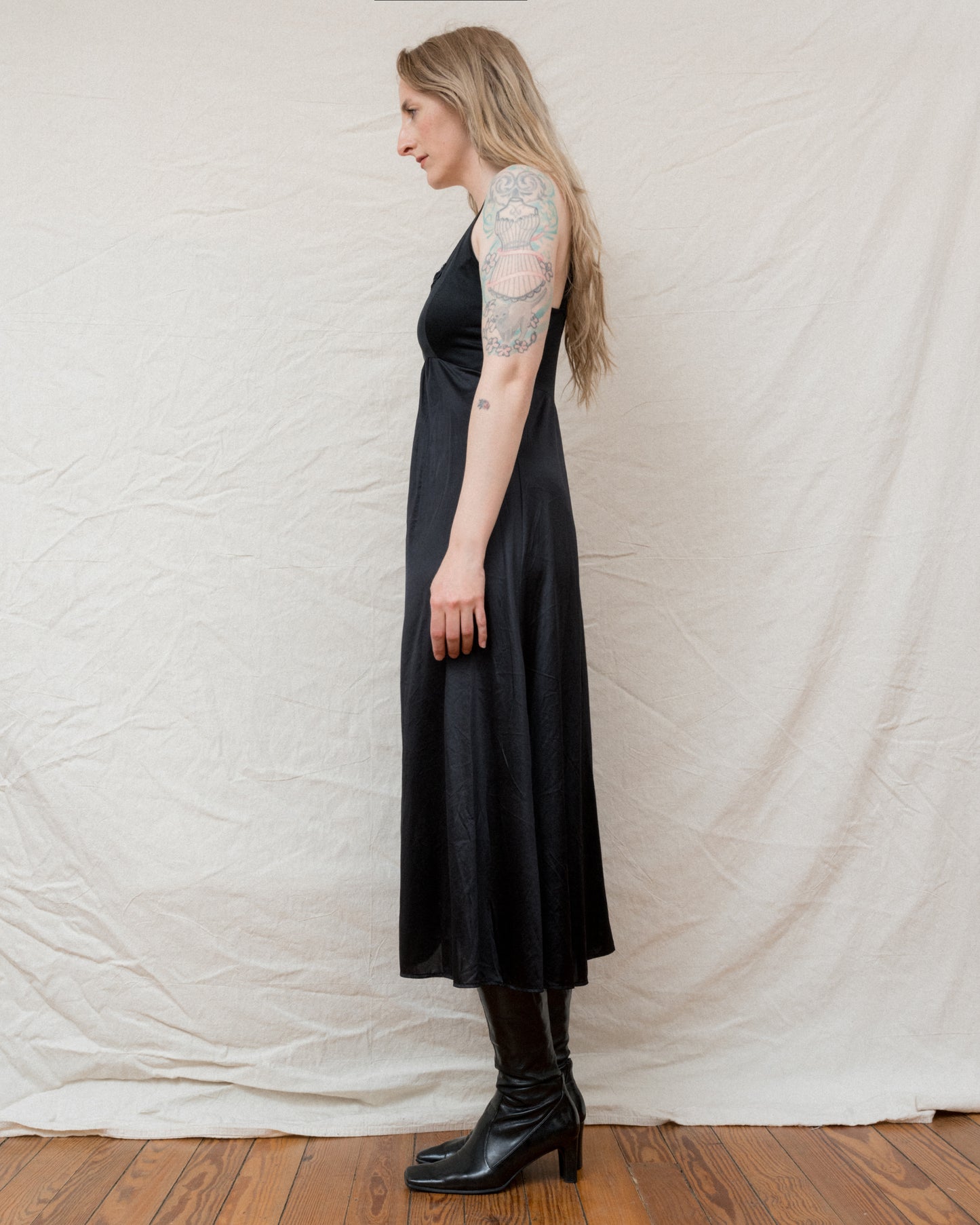 Vintage Black Slip Dress (S/M)