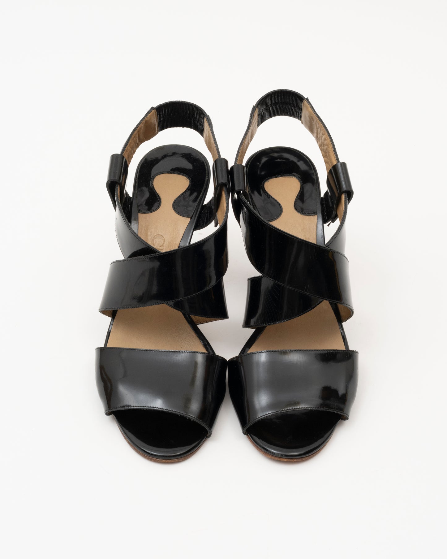 2000s CHLOE Black/Beige Patent Leather Sandals (7)