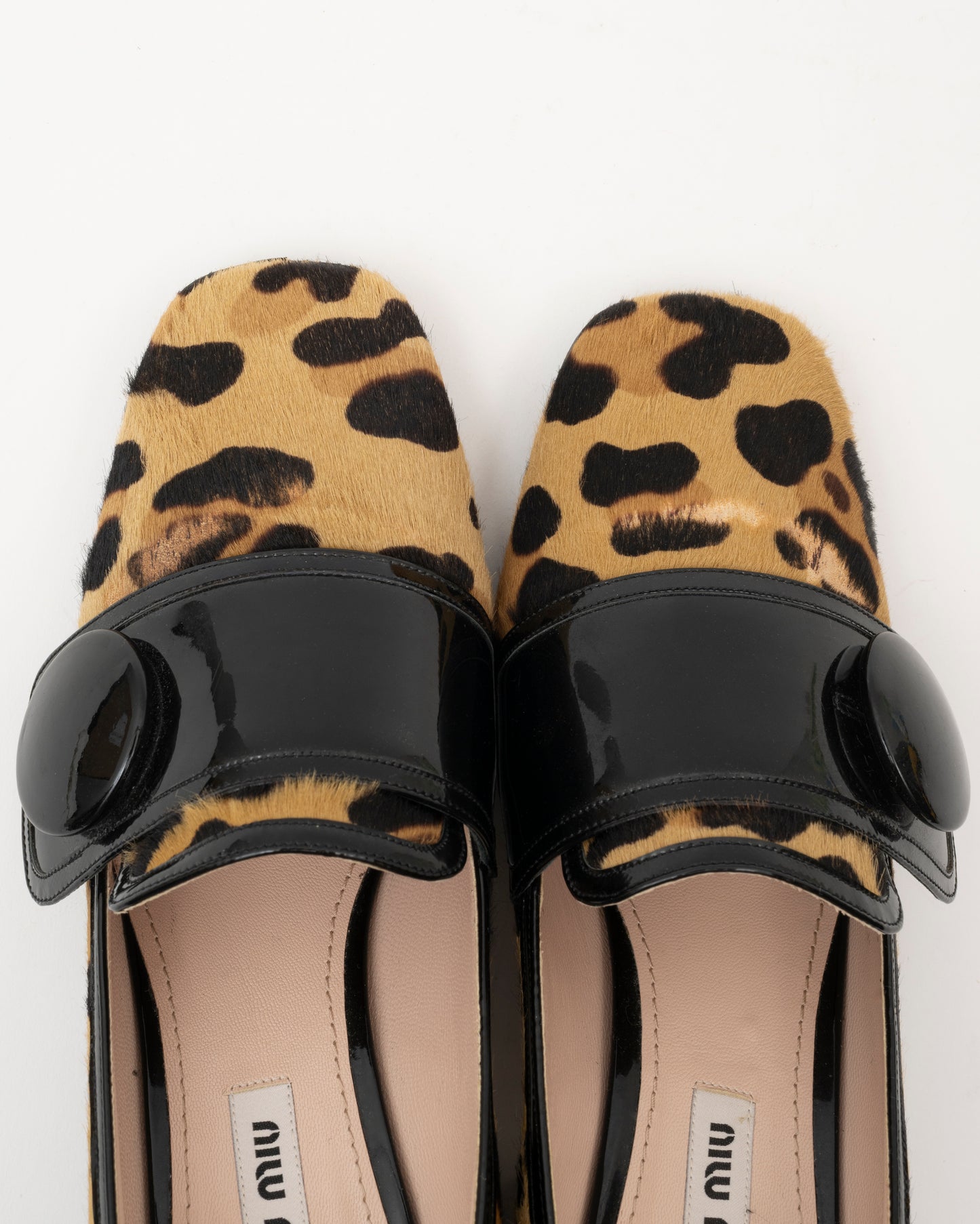 2000s MIU MIU Leopard Pony Hair Block Heels (37.5)(as is)