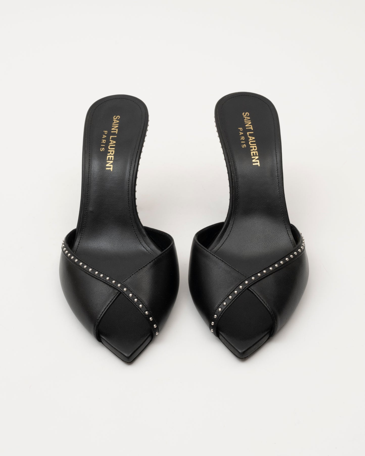 2000s SAINT LAURENT Black Studded Heels (36)