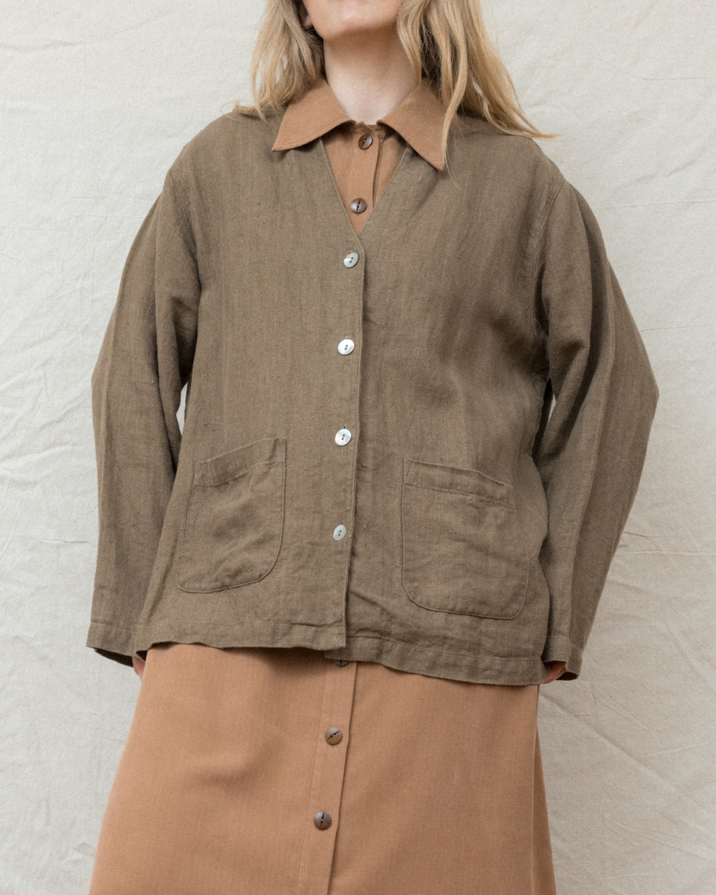 Vintage Oversized Linen Jacket (S-L)