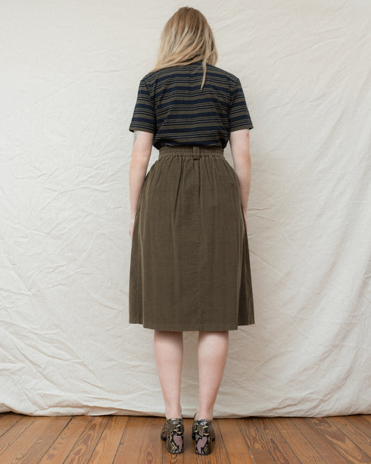 Vintage Olive Brown Corduroy Skirt (S/M)