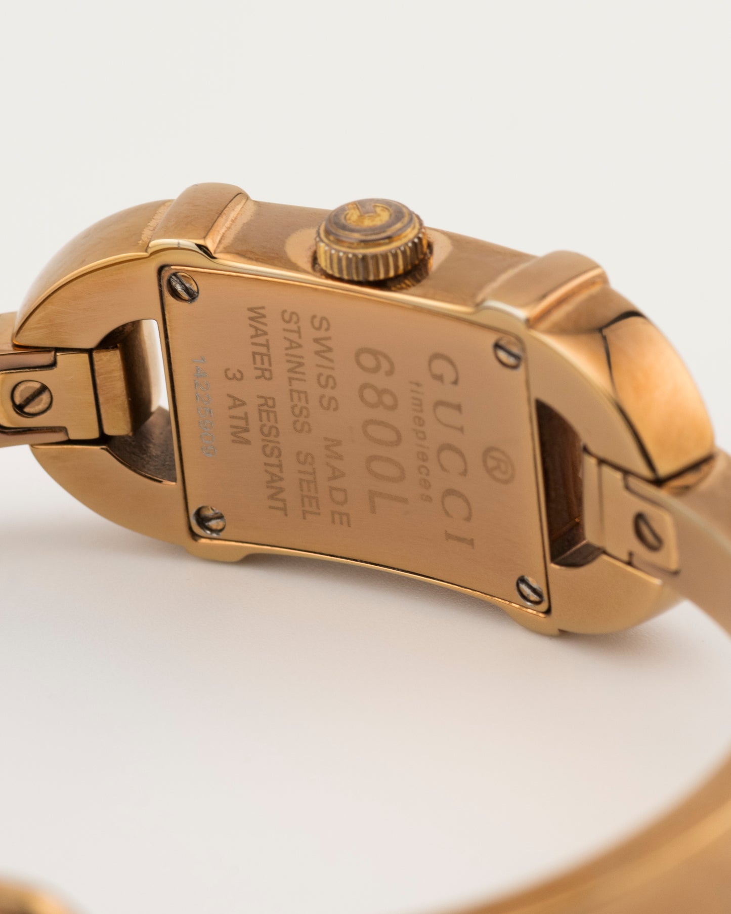 90s GUCCI 6800L Mother of Pearl GG Dial Bronze Bangle Watch