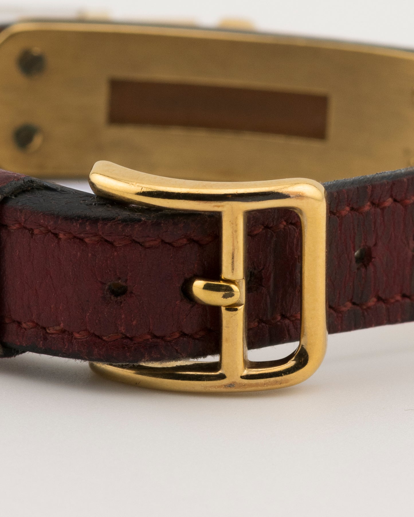 90s HERMES Kelly Maroon Padlock Watch