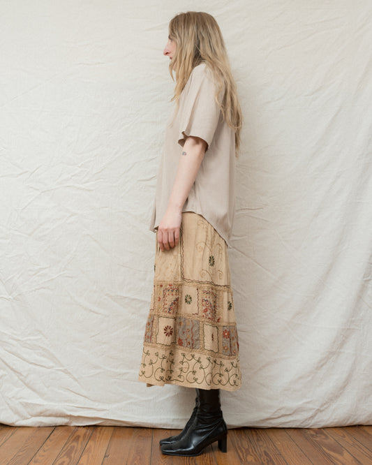 Vintage Beige Crinkle Shirt (S/M)