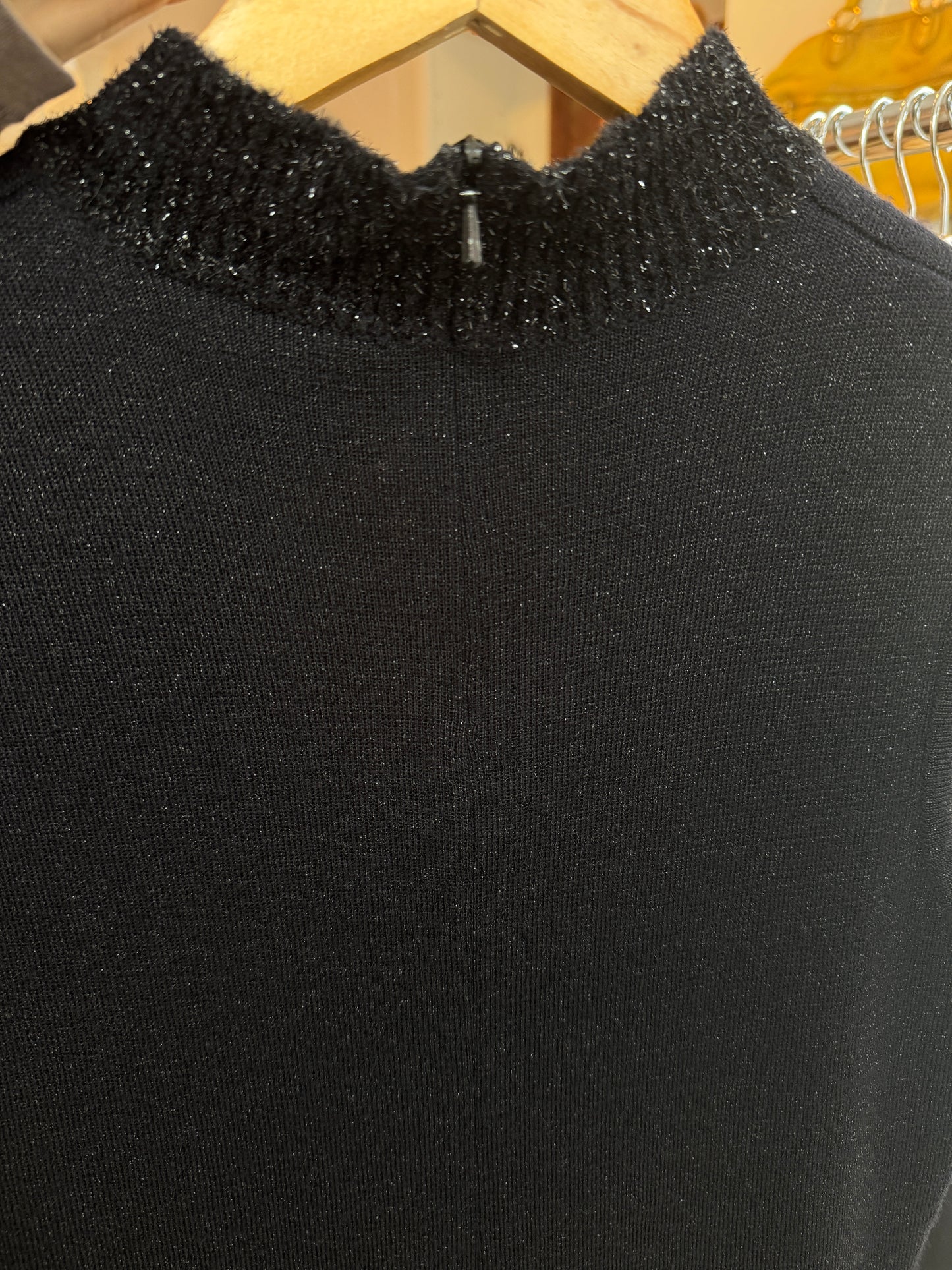 90s CAROL LITTLE Black Metallic Long Knit Dress (S/M)